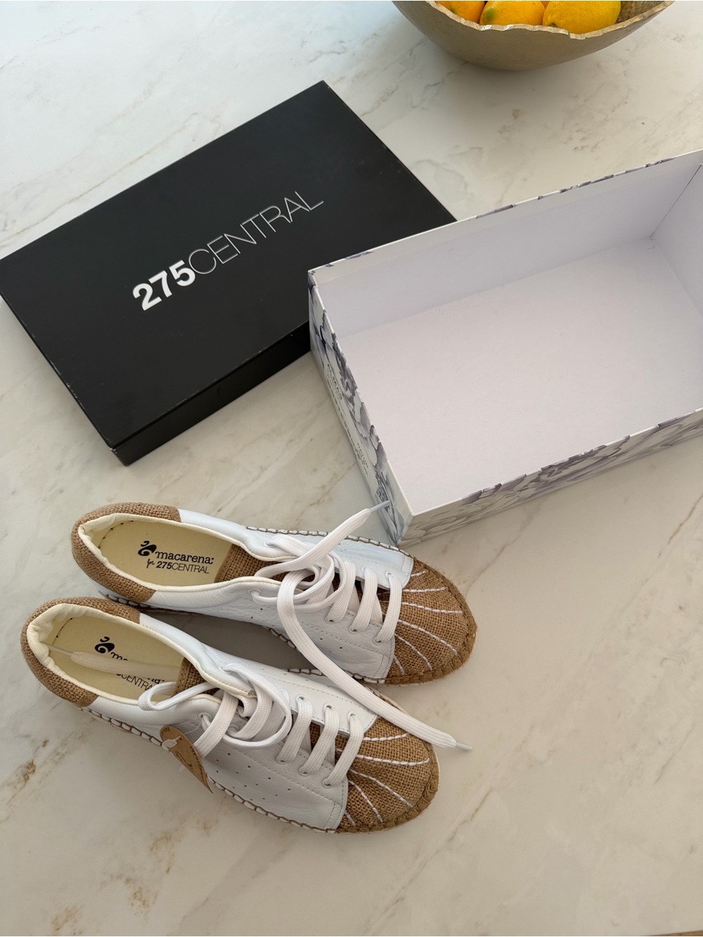 275 Central Macarena White and Tan Women's Sneakers